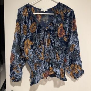 Another Love Floral Velvet Women's Top